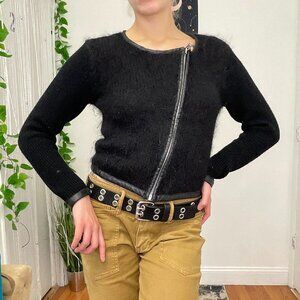 Surface To Air Full Zip wool/mohair cardigan Sweater Long Sleeve Size 38 Black